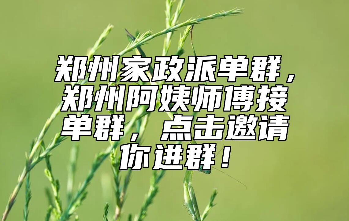 郑州家政派单群，郑州阿姨师傅接单群，点击邀请你进群！