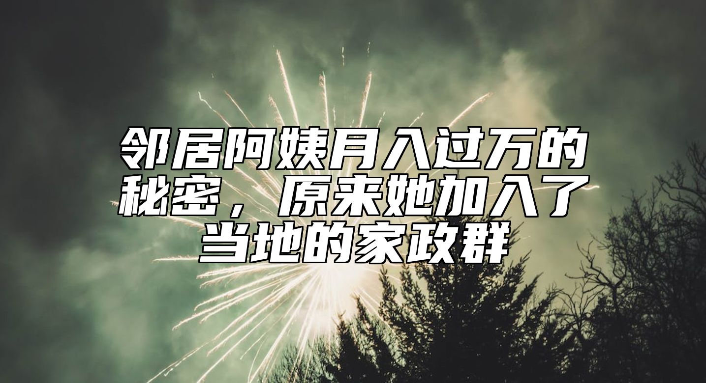 邻居阿姨月入过万的秘密，原来她加入了当地的家政群