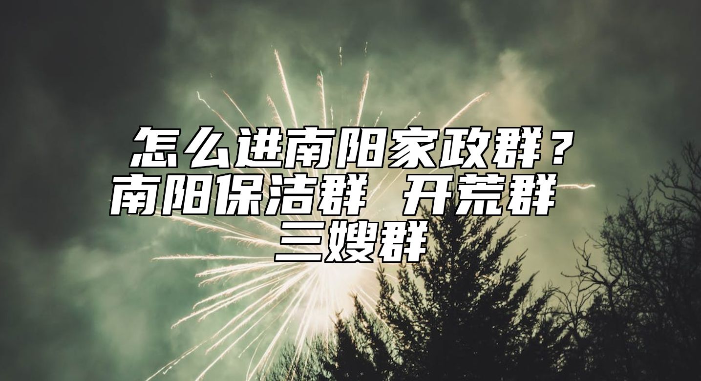怎么进南阳家政群？南阳保洁群 开荒群 三嫂群