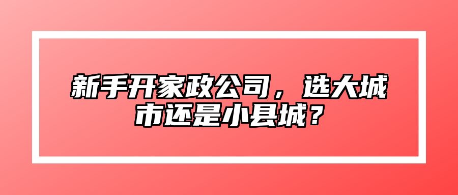 新手开家政公司，选大城市还是小县城？ 