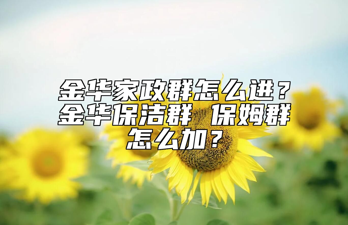 金华家政群怎么进？金华保洁群 保姆群怎么加？ 