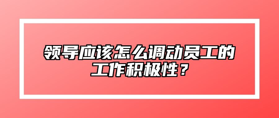 领导应该怎么调动员工的工作积极性？