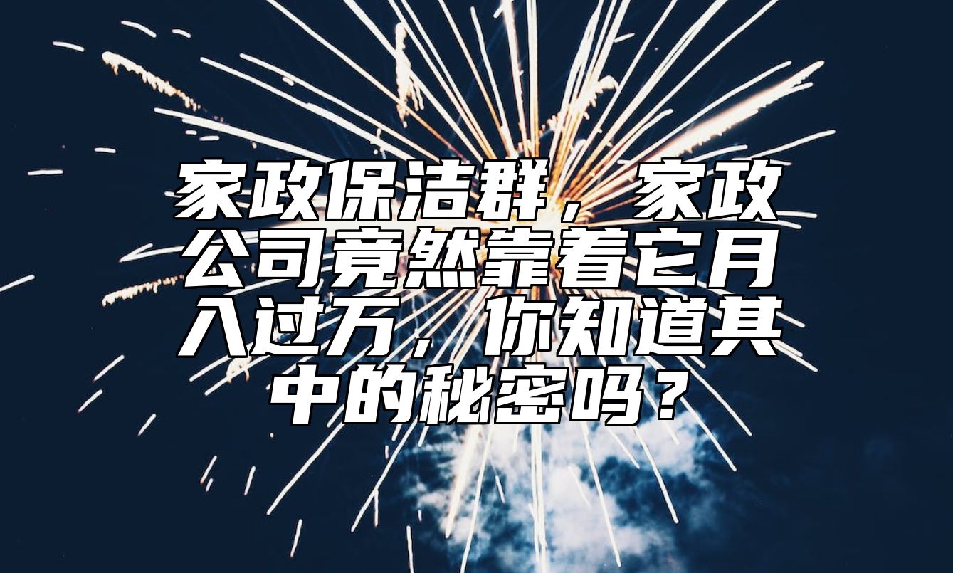 家政保洁群，家政公司竟然靠着它月入过万，你知道其中的秘密吗？ 