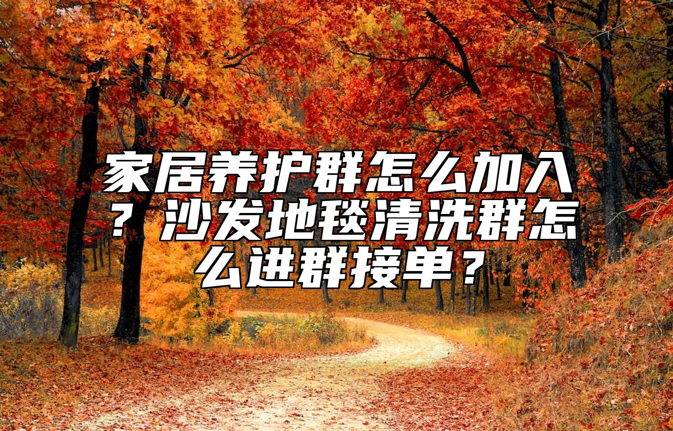 家居养护群怎么加入？沙发地毯清洗群怎么进群接单？ 