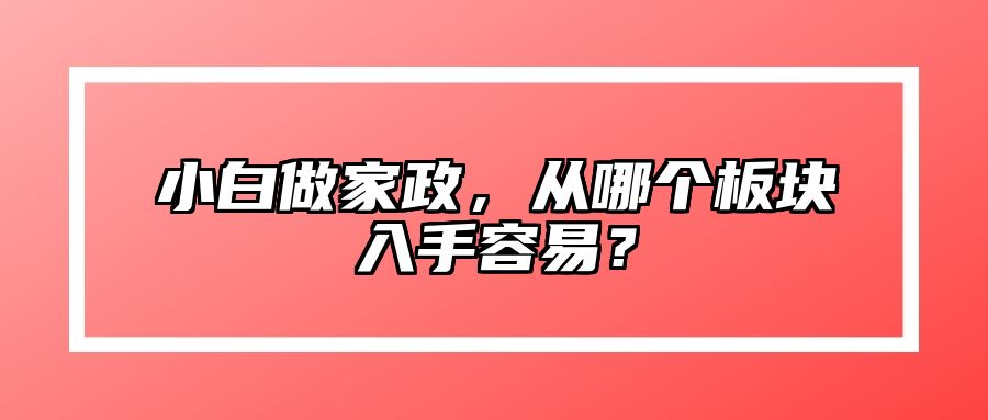 小白做家政，从哪个板块入手容易？ 