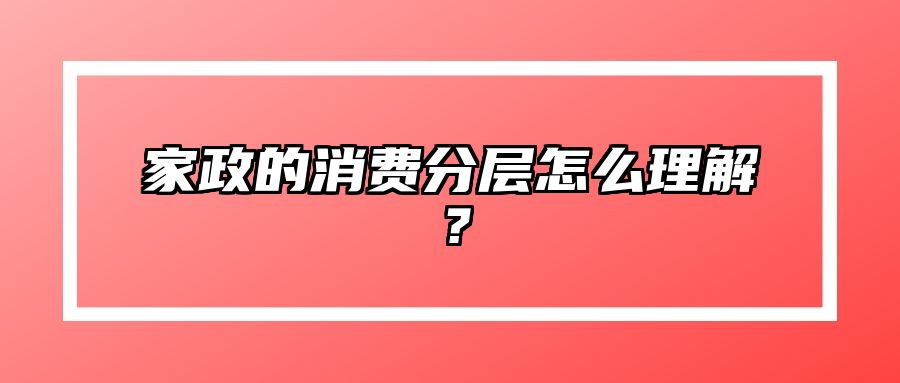 家政的消费分层怎么理解？