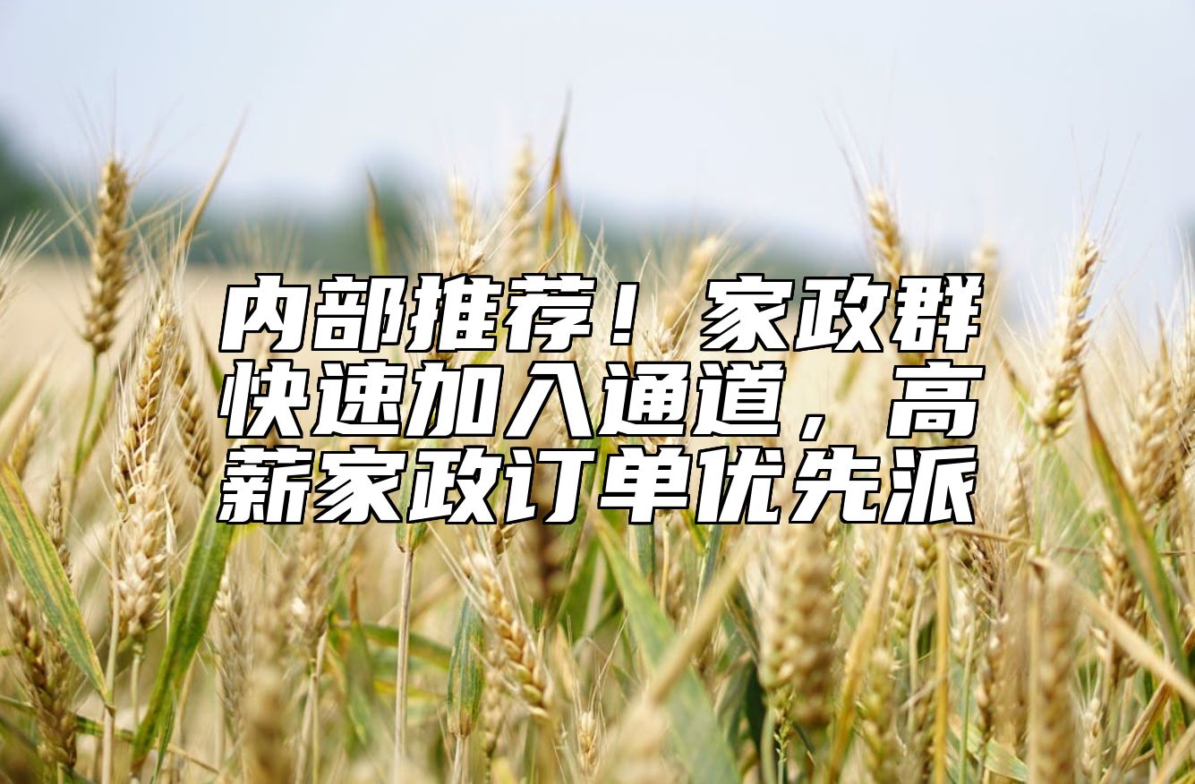内部推荐！家政群快速加入通道，高薪家政订单优先派