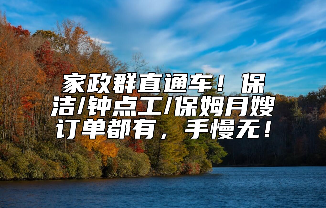 家政群直通车！保洁/钟点工/保姆月嫂订单都有，手慢无！
