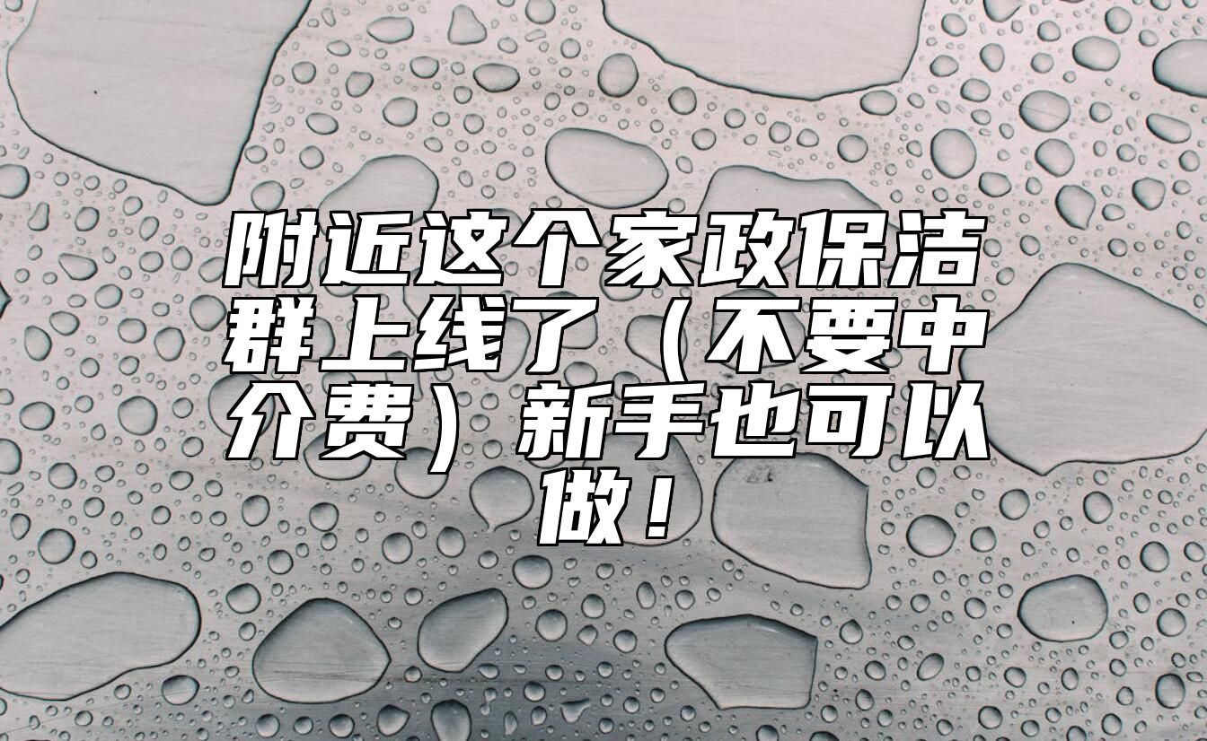 附近这个家政保洁群上线了（不要中介费）新手也可以做！ 