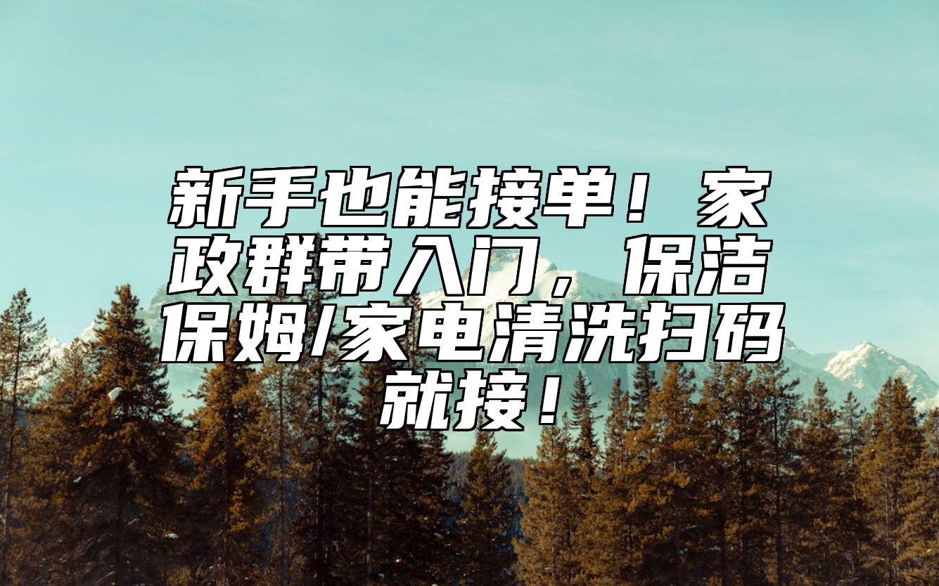 新手也能接单！家政群带入门，保洁保姆/家电清洗扫码就接！ 