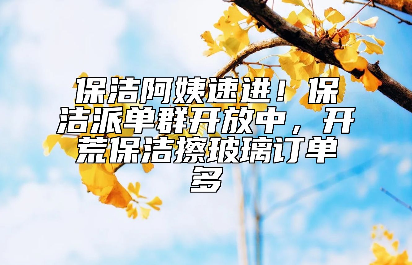 保洁阿姨速进！保洁派单群开放中，开荒保洁擦玻璃订单多
