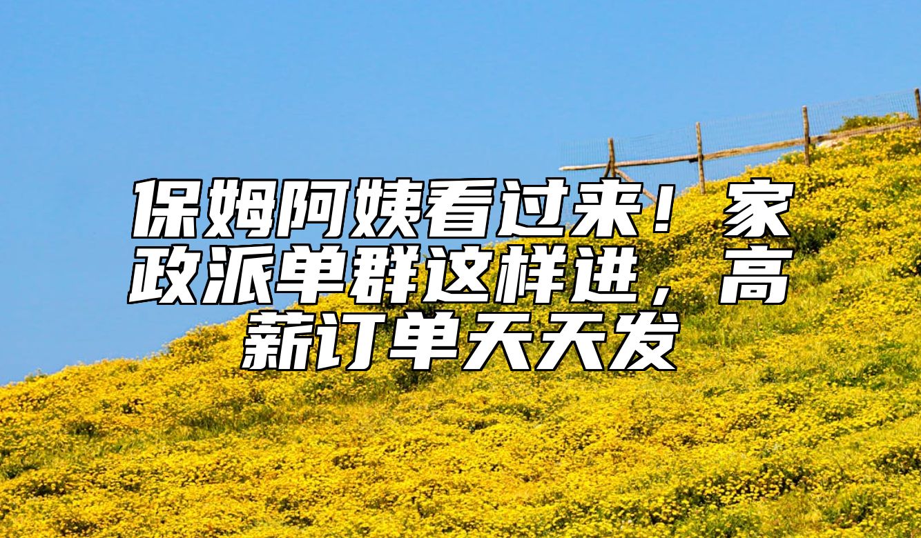 保姆阿姨看过来！家政派单群这样进，高薪订单天天发 