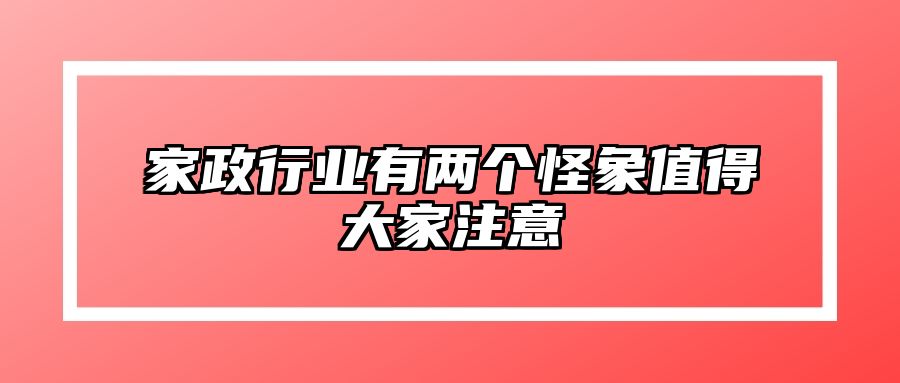 家政行业有两个怪象值得大家注意 