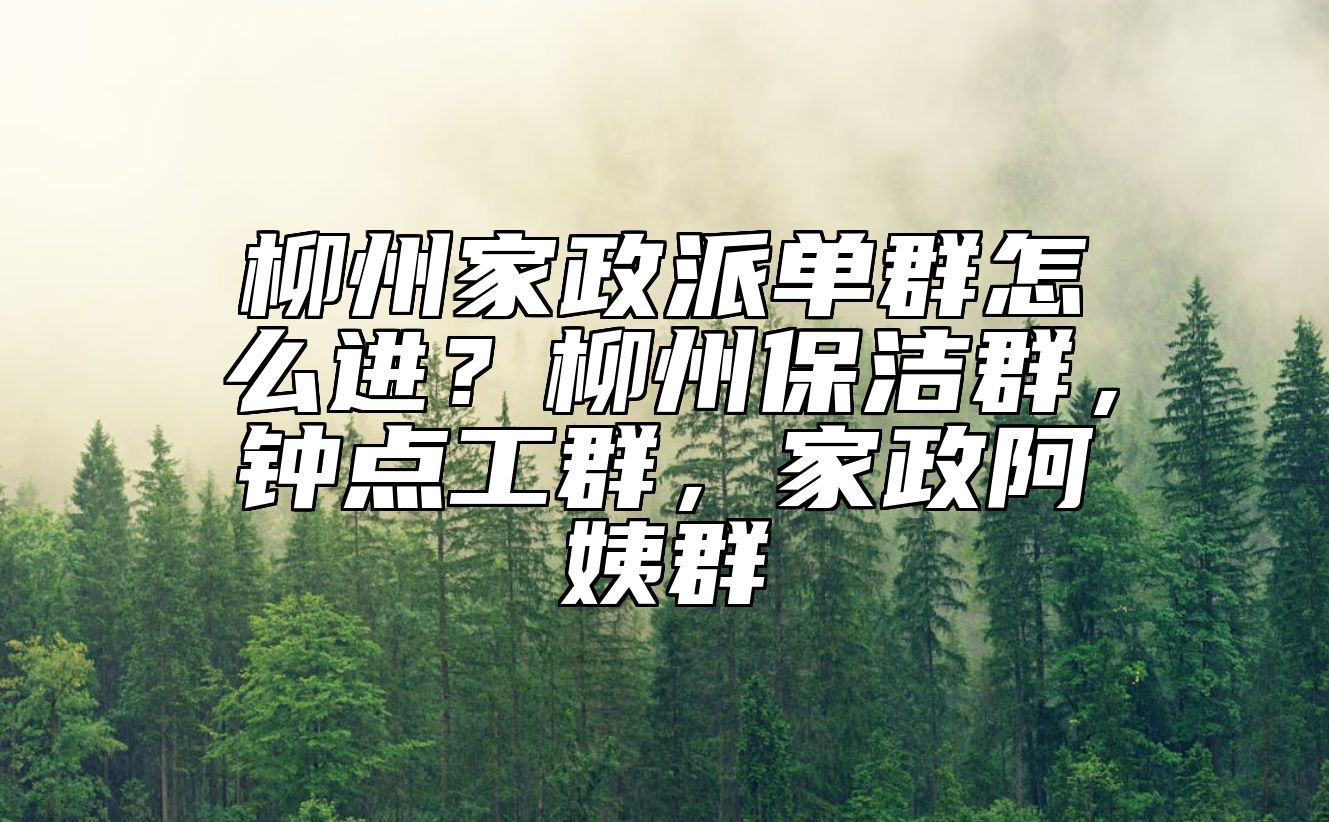 柳州家政派单群怎么进？柳州保洁群，钟点工群，家政阿姨群