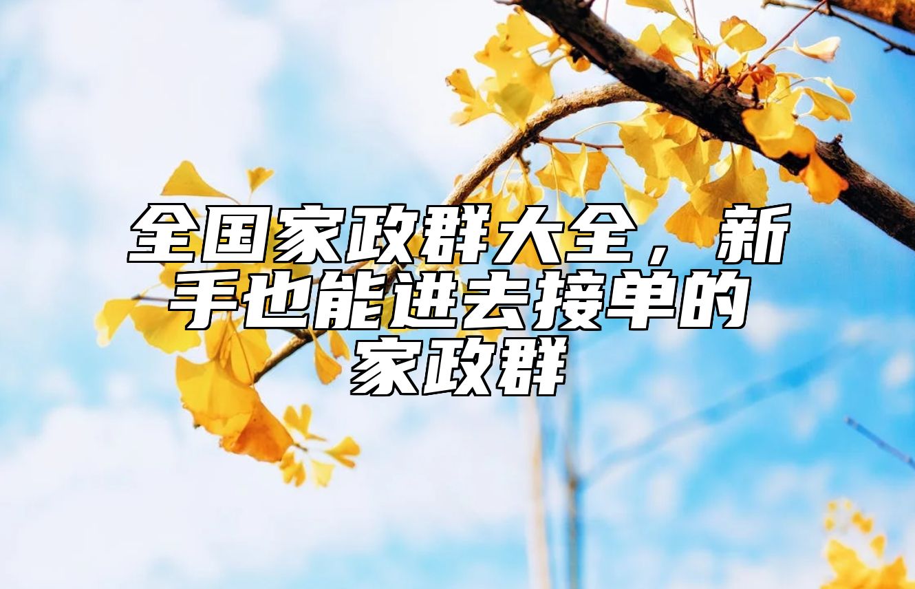 全国家政群大全，新手也能进去接单的家政群