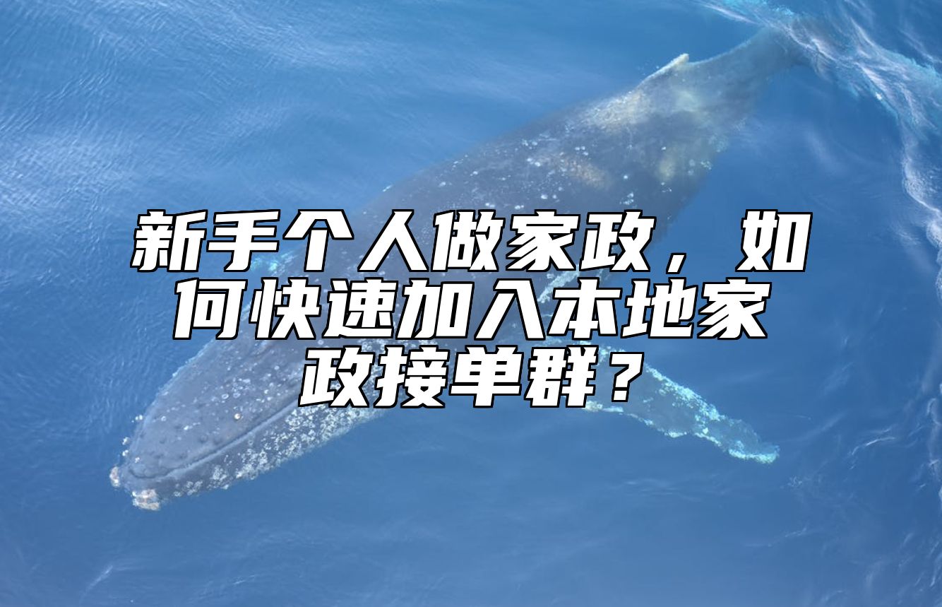 新手个人做家政，如何快速加入本地家政接单群？