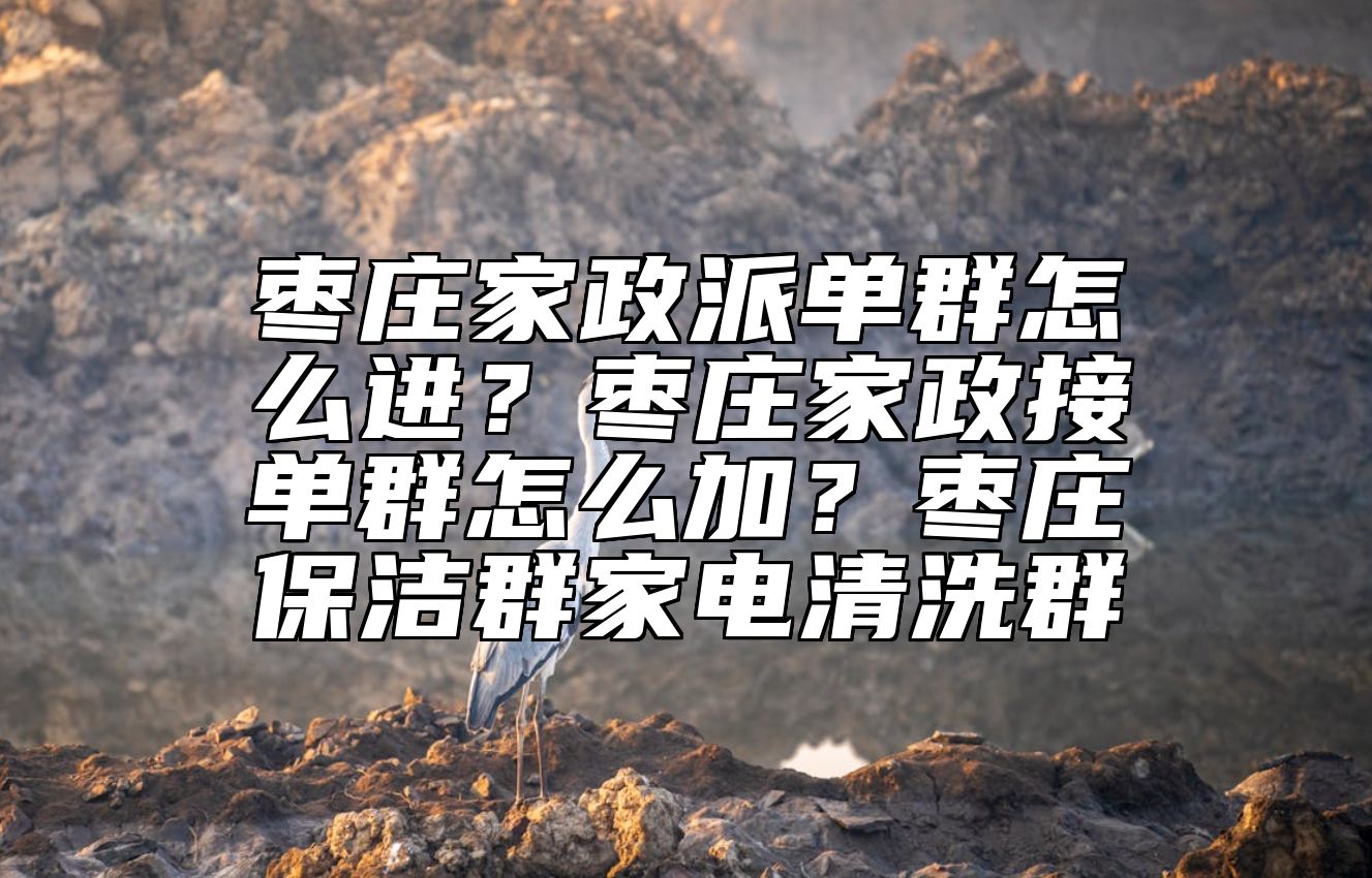 枣庄家政派单群怎么进？枣庄家政接单群怎么加？枣庄保洁群家电清洗群