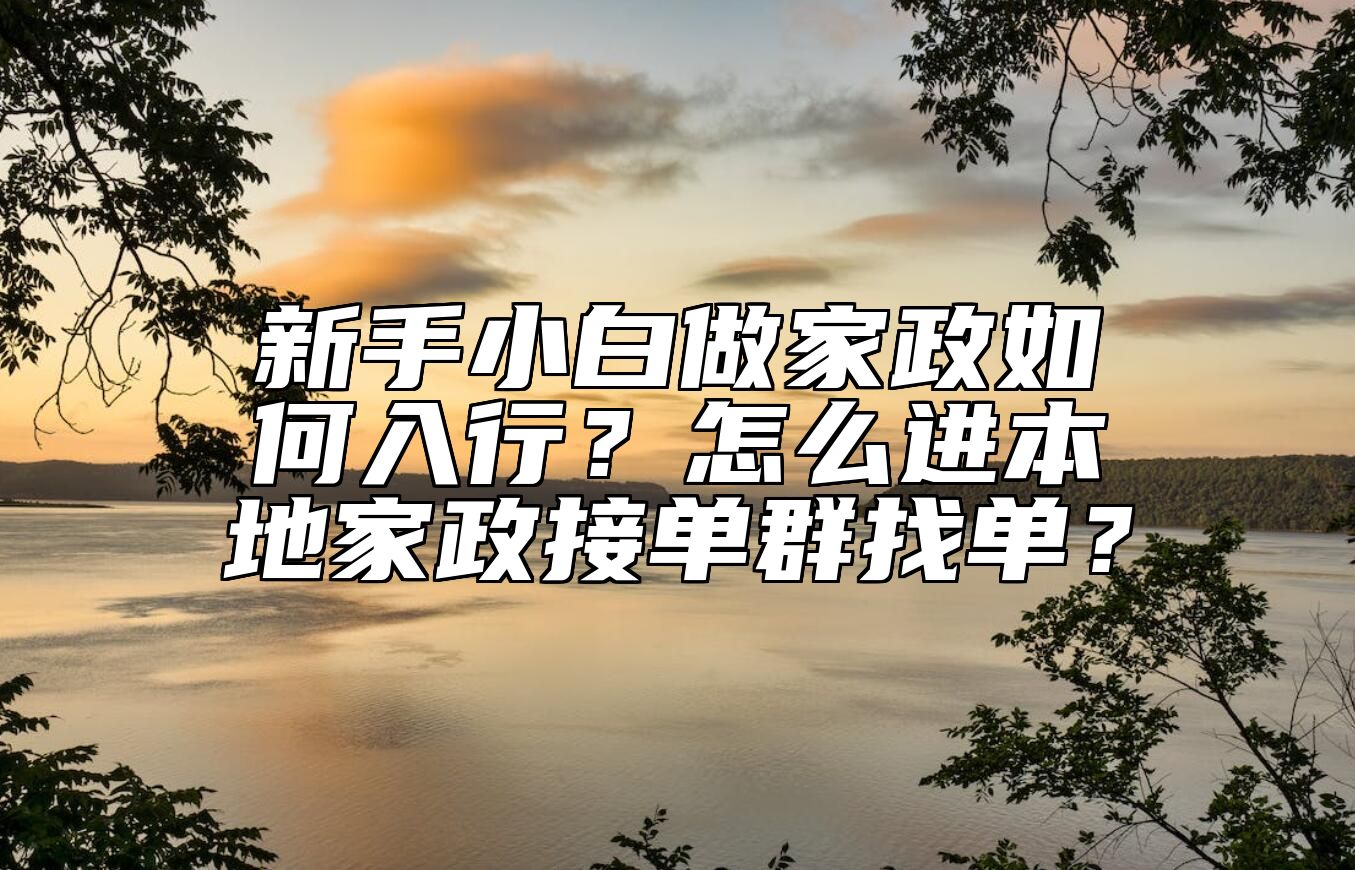 新手小白做家政如何入行？怎么进本地家政接单群找单？ 