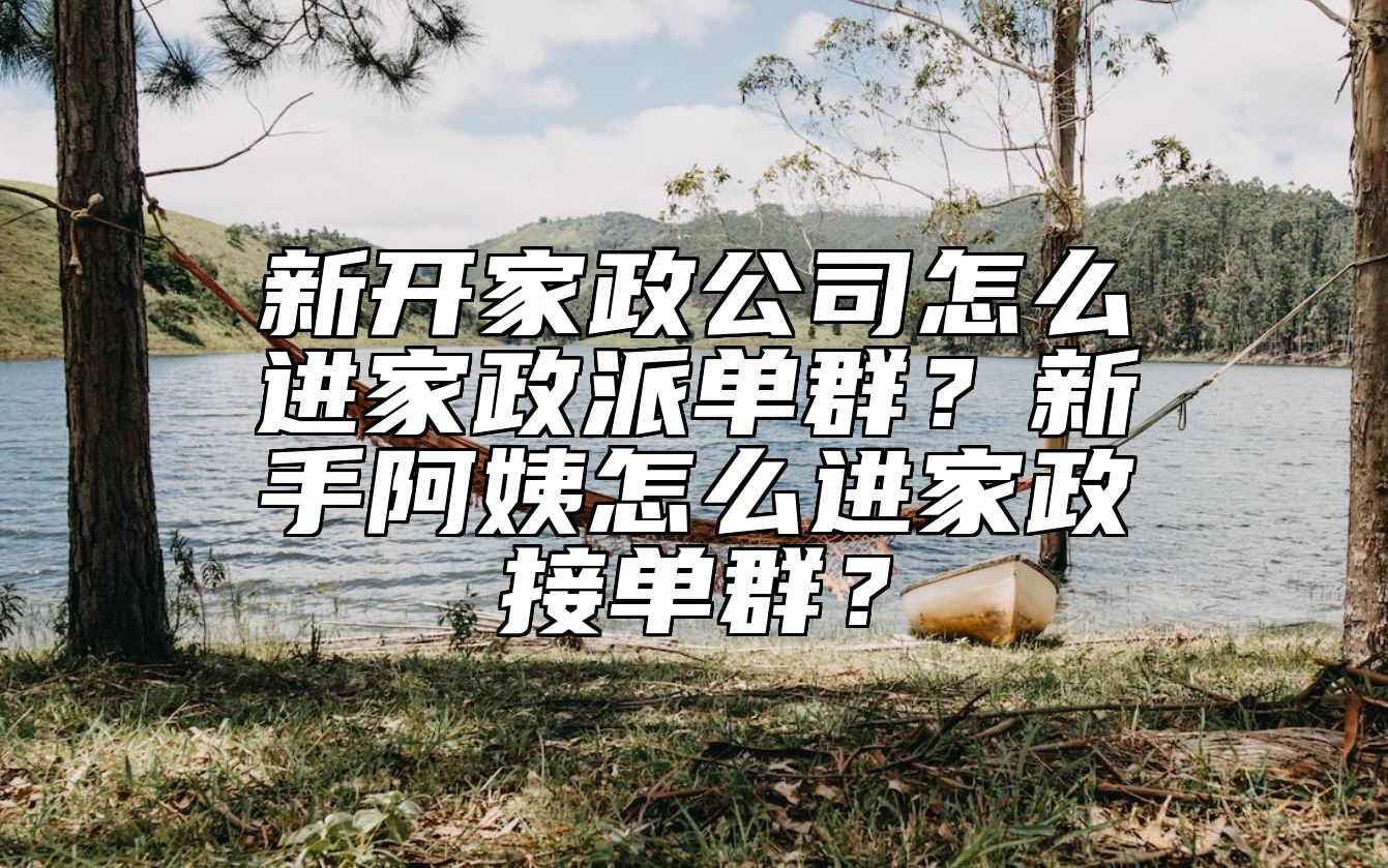 新开家政公司怎么进家政派单群？新手阿姨怎么进家政接单群？