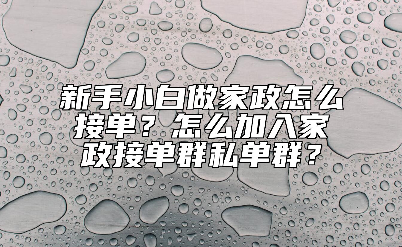 新手小白做家政怎么接单？怎么加入家政接单群私单群？ 