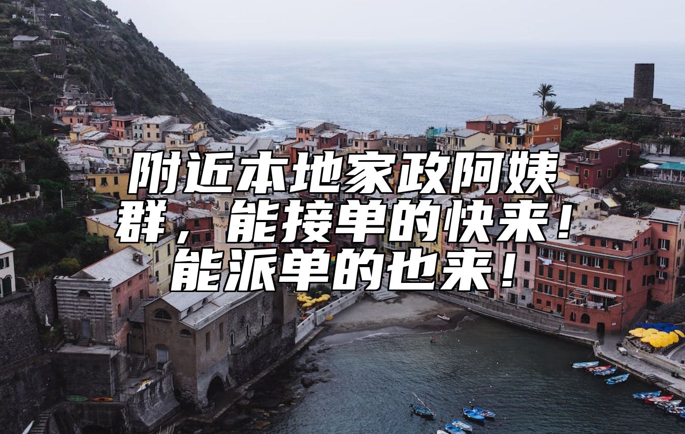 附近本地家政阿姨群，能接单的快来！能派单的也来！