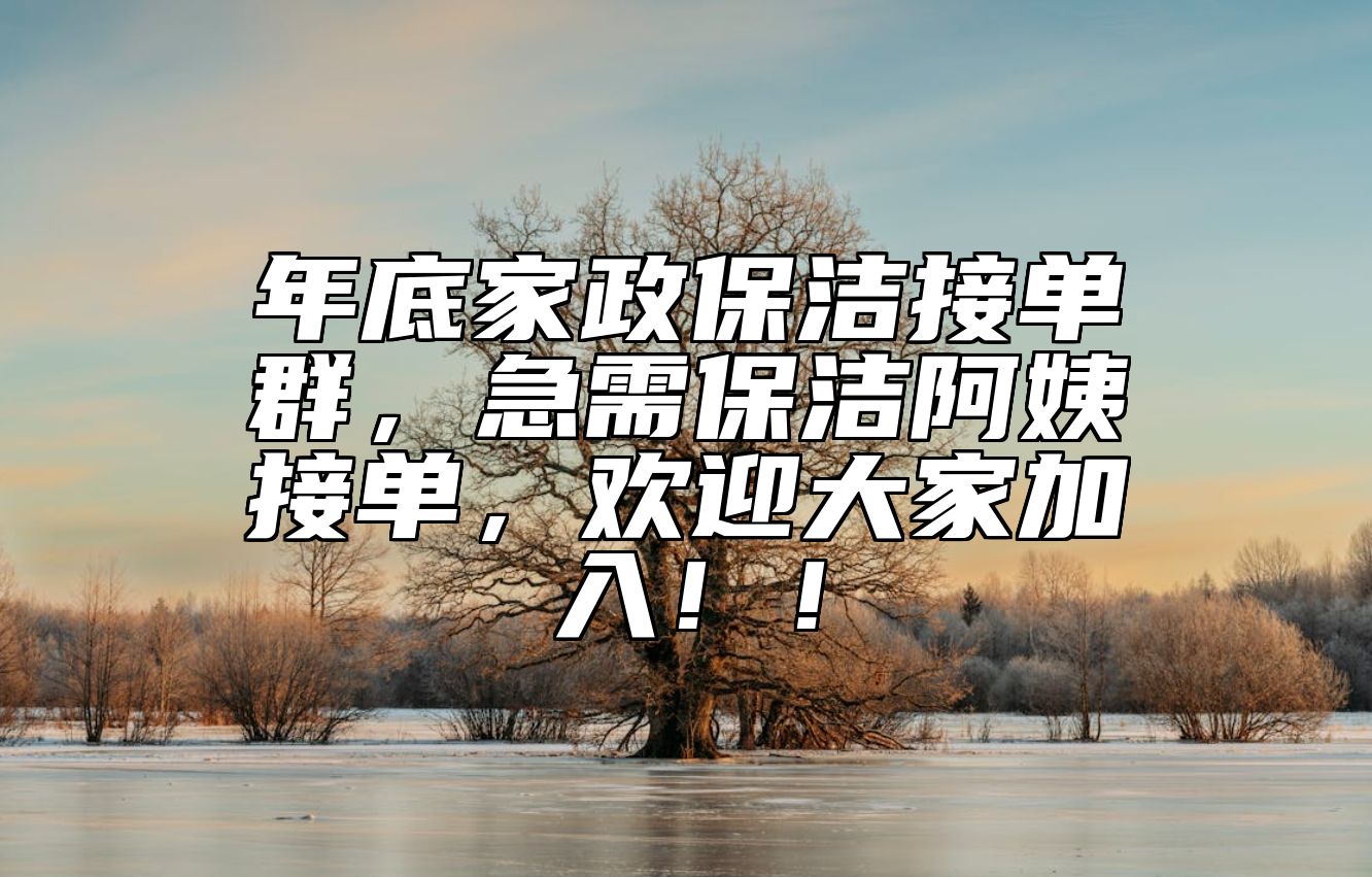 年底家政保洁接单群，急需保洁阿姨接单，欢迎大家加入！！
