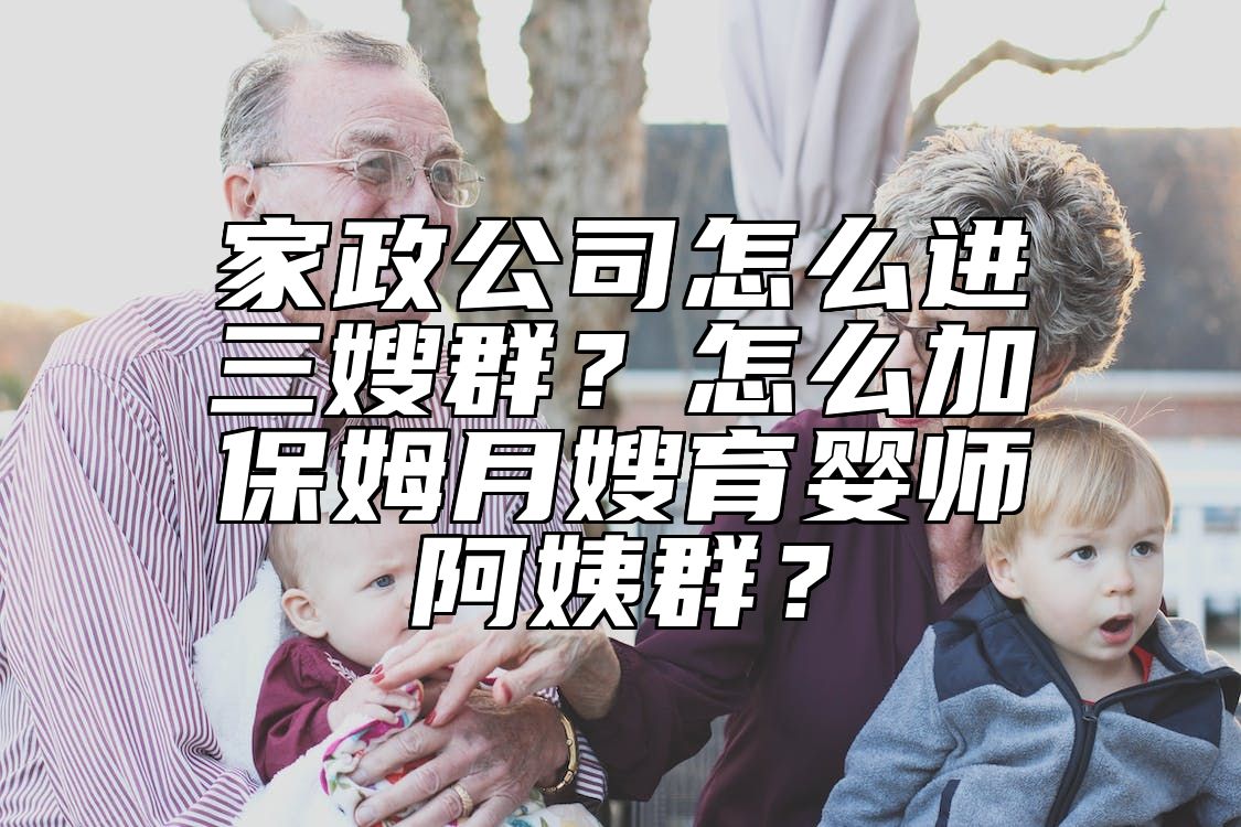 家政公司怎么进三嫂群？怎么加保姆月嫂育婴师阿姨群？