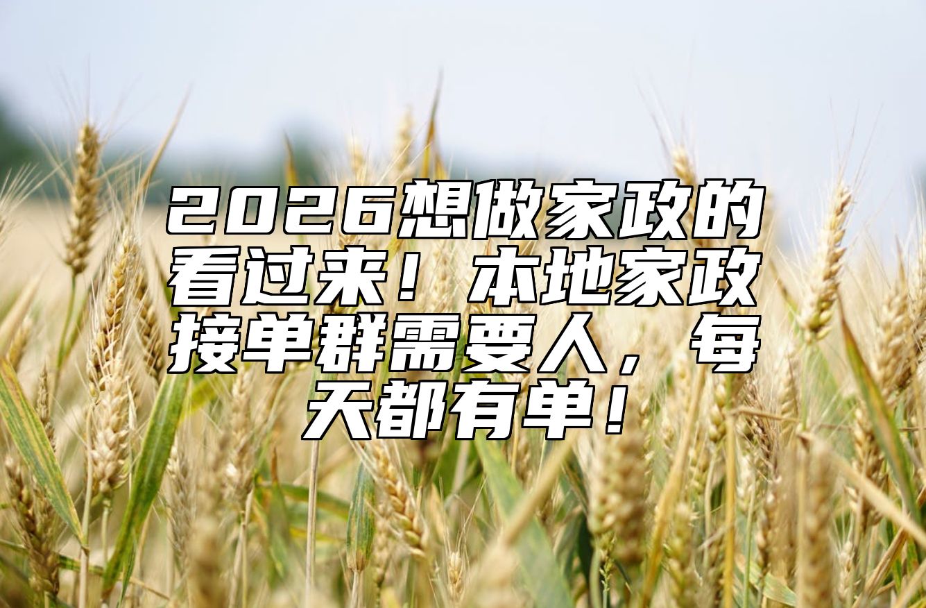 2026想做家政的看过来！本地家政接单群需要人，每天都有单！