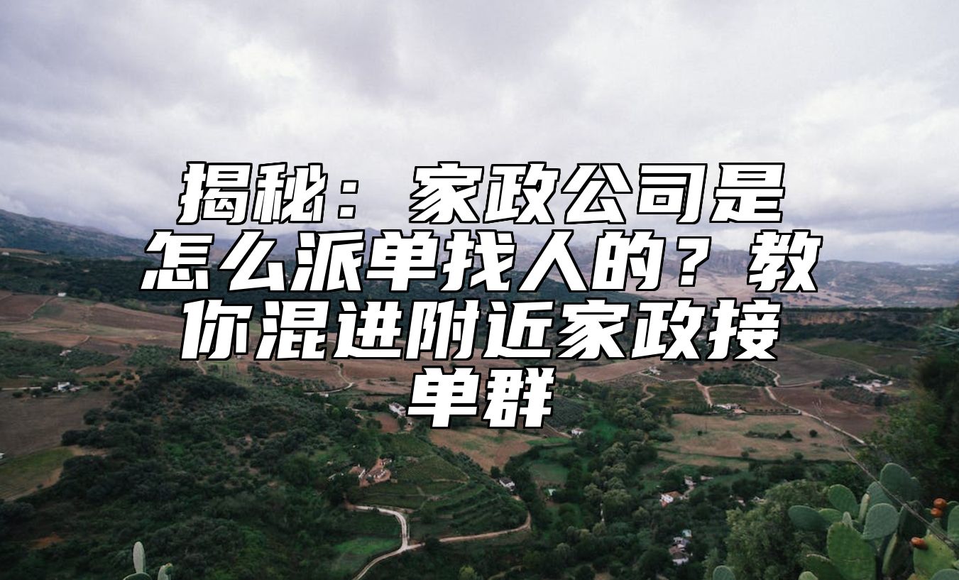 揭秘：家政公司是怎么派单找人的？教你混进附近家政接单群