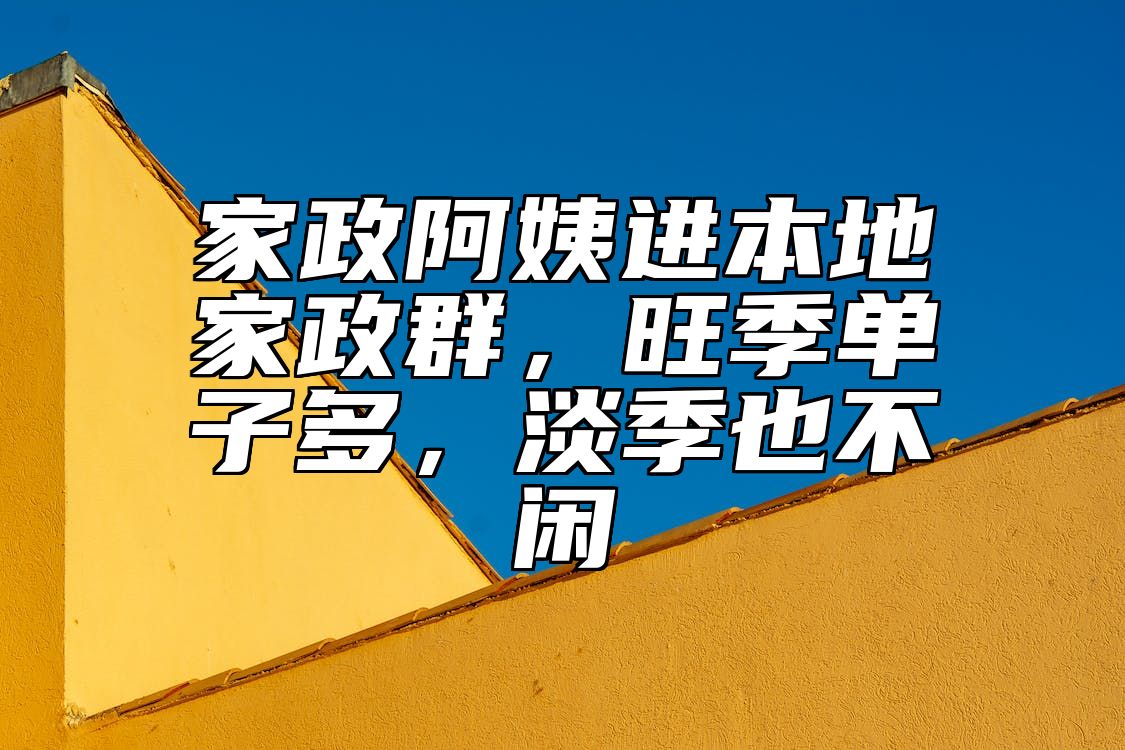 家政阿姨进本地家政群，旺季单子多，淡季也不闲