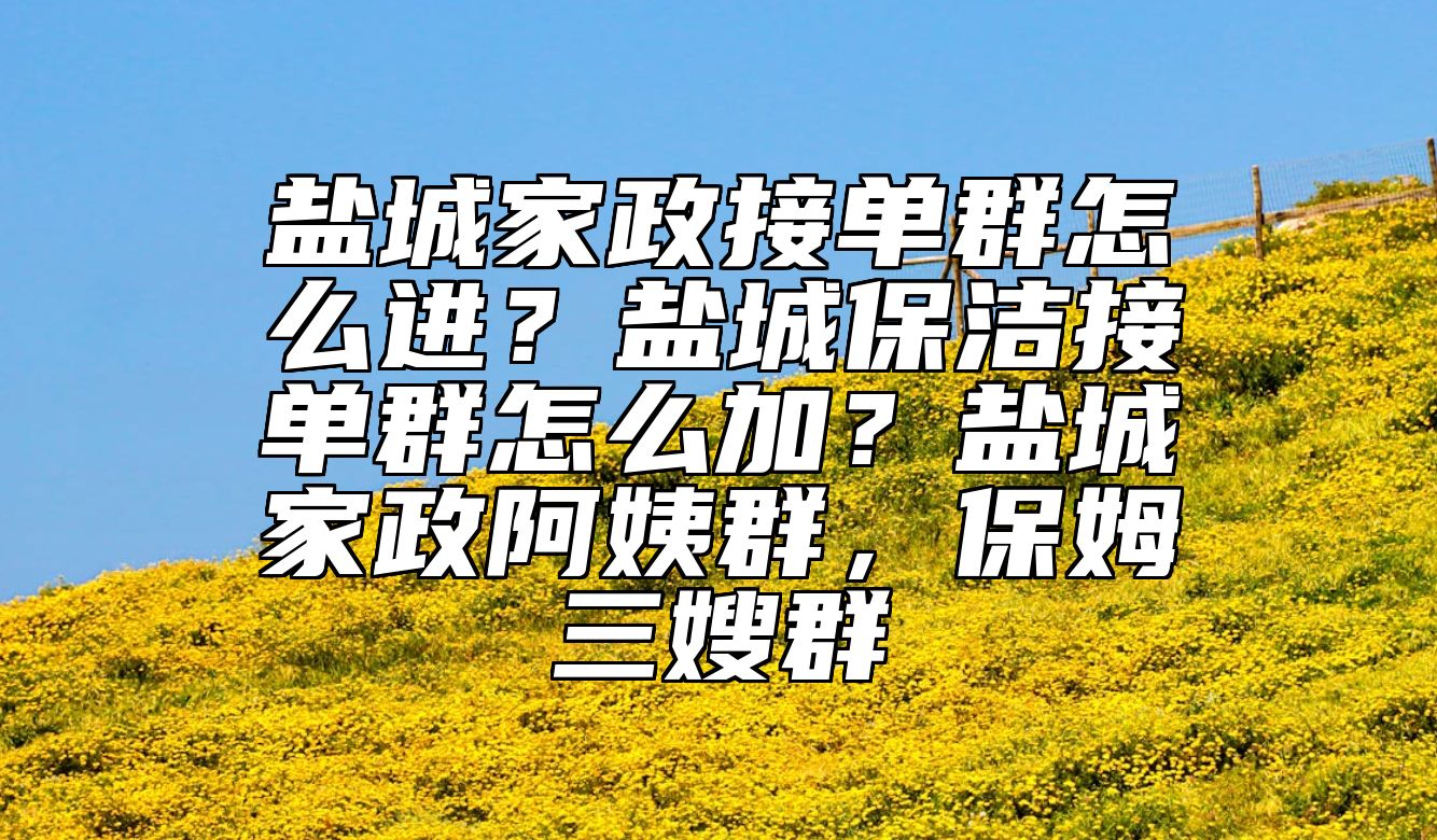 盐城家政接单群怎么进？盐城保洁接单群怎么加？盐城家政阿姨群，保姆三嫂群