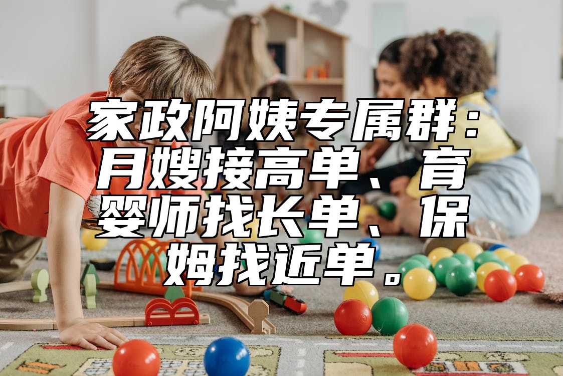 家政阿姨专属群：月嫂接高单、育婴师找长单、保姆找近单。